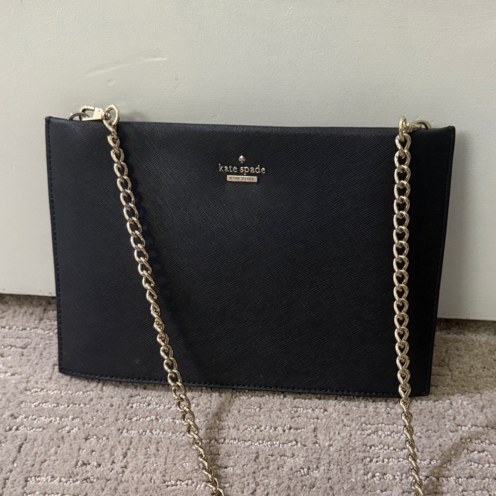 Kate Spade Black Crossbody Bag with Gold Chain